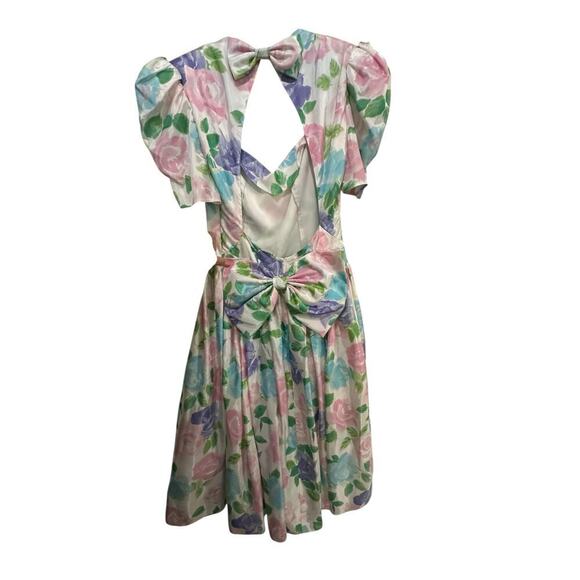 Jessica McClintock for Gunne Sax Pastel Floral Backless Dress Size 14 80s 90s - Picture 5 of 12